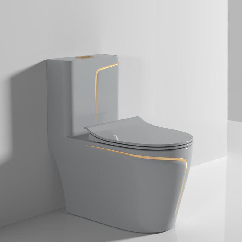 Floor Mounted Toilet All In One Porcelain Urine Toilet Traditional Siphon Jet Toilet 15"L x 27"W x 30"H Grey/ Gold Clearhalo 'Bathroom Remodel & Bathroom Fixtures' 'Home Improvement' 'home_improvement' 'home_improvement_toilets' 'Toilets & Bidets' 'Toilets' 7369670