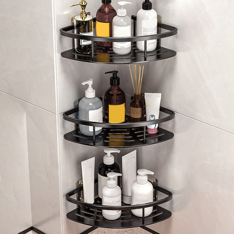 Minimalism Bathroom Hardware Set Silver Bath Shelf Bath Hardware Set 1.5" Black 3 Piece Set Clearhalo 'Bathroom Hardware Sets' 'Bathroom Hardware' 'Bathroom Remodel & Bathroom Fixtures' 'bathroom_hardware_sets' 'Home Improvement' 'home_improvement' 'home_improvement_bathroom_hardware_sets' 7369731