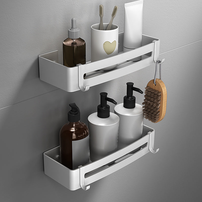 Silver Bathroom Accessory Set Modern Anti-rust 1/2/3 - Piece Bath Shelf Clearhalo 'Bathroom Hardware Sets' 'Bathroom Hardware' 'Bathroom Remodel & Bathroom Fixtures' 'bathroom_hardware_sets' 'Home Improvement' 'home_improvement' 'home_improvement_bathroom_hardware_sets' 7369751