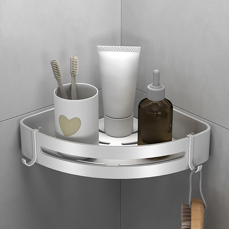 Silver Bathroom Accessory Set Modern Anti-rust 1/2/3 - Piece Bath Shelf 1 Piece Triangle Clearhalo 'Bathroom Hardware Sets' 'Bathroom Hardware' 'Bathroom Remodel & Bathroom Fixtures' 'bathroom_hardware_sets' 'Home Improvement' 'home_improvement' 'home_improvement_bathroom_hardware_sets' 7369752