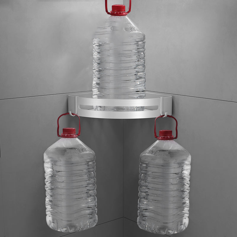 Silver Bathroom Accessory Set Modern Anti-rust 1/2/3 - Piece Bath Shelf Clearhalo 'Bathroom Hardware Sets' 'Bathroom Hardware' 'Bathroom Remodel & Bathroom Fixtures' 'bathroom_hardware_sets' 'Home Improvement' 'home_improvement' 'home_improvement_bathroom_hardware_sets' 7369758