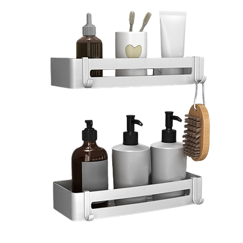 Silver Bathroom Accessory Set Modern Anti-rust 1/2/3 - Piece Bath Shelf Clearhalo 'Bathroom Hardware Sets' 'Bathroom Hardware' 'Bathroom Remodel & Bathroom Fixtures' 'bathroom_hardware_sets' 'Home Improvement' 'home_improvement' 'home_improvement_bathroom_hardware_sets' 7369760