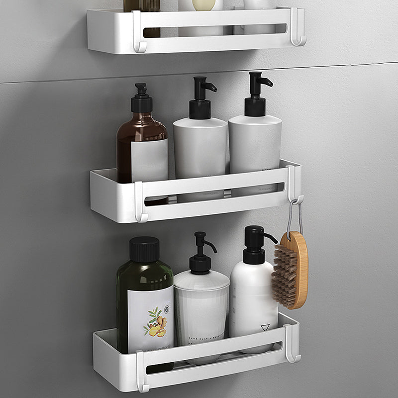 Silver Bathroom Accessory Set Modern Anti-rust 1/2/3 - Piece Bath Shelf 3 Piece Set Rectangle Clearhalo 'Bathroom Hardware Sets' 'Bathroom Hardware' 'Bathroom Remodel & Bathroom Fixtures' 'bathroom_hardware_sets' 'Home Improvement' 'home_improvement' 'home_improvement_bathroom_hardware_sets' 7369761