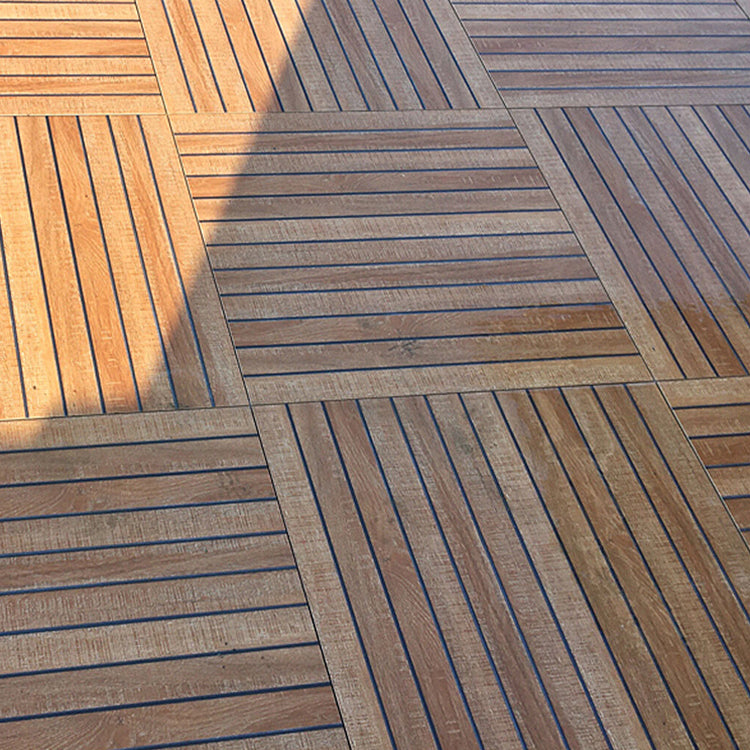 Outdoor Deck Tiles Composite Snapping Stripe Wooden Deck Tiles - Clearhalo