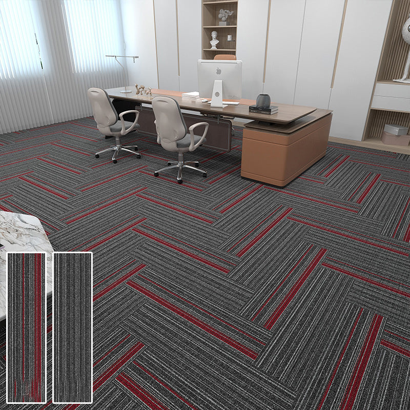 Modern Carpet Tiles Self Adhesive Multi Level Loop Stain Resistant Carpet Tile Gray-Red 40-Piece Set Clearhalo 'Carpet Tiles & Carpet Squares' 'carpet_tiles_carpet_squares' 'Flooring 'Home Improvement' 'home_improvement' 'home_improvement_carpet_tiles_carpet_squares' Walls and Ceiling' 7370576