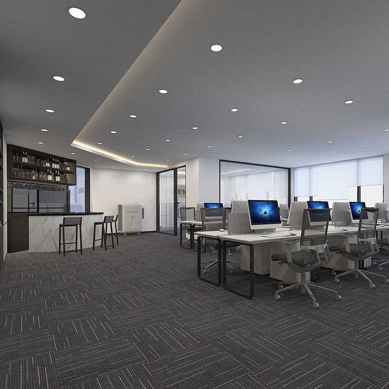 Modern Carpet Tiles Self Adhesive Multi Level Loop Fade Resistant Carpet Tile Matte Black 40-Piece Set Asphalt Clearhalo 'Carpet Tiles & Carpet Squares' 'carpet_tiles_carpet_squares' 'Flooring 'Home Improvement' 'home_improvement' 'home_improvement_carpet_tiles_carpet_squares' Walls and Ceiling' 7370627