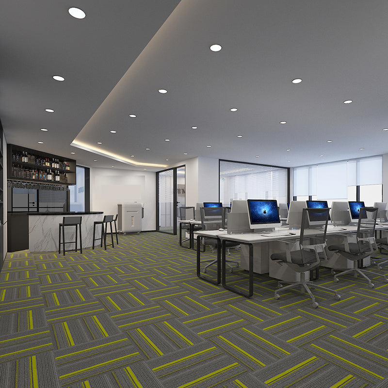 Modern Carpet Tiles Self Adhesive Multi Level Loop Fade Resistant Carpet Tile Gray-Yellow 40-Piece Set Clearhalo 'Carpet Tiles & Carpet Squares' 'carpet_tiles_carpet_squares' 'Flooring 'Home Improvement' 'home_improvement' 'home_improvement_carpet_tiles_carpet_squares' Walls and Ceiling' 7370628