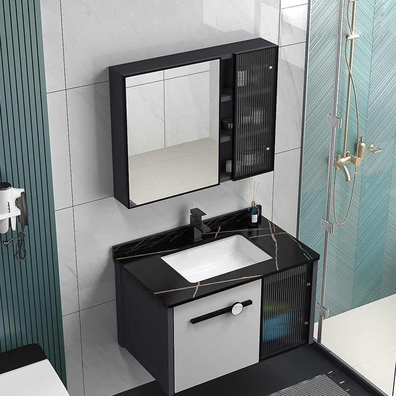 Metal Base Modern Bathroom Vanity Single Rectangular Wall Mount Vanity Set Clearhalo 'Bathroom Remodel & Bathroom Fixtures' 'Bathroom Vanities' 'bathroom_vanities' 'Home Improvement' 'home_improvement' 'home_improvement_bathroom_vanities' 7370909