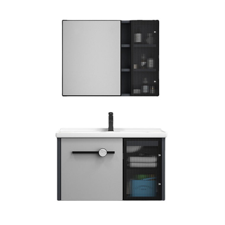 Metal Base Modern Bathroom Vanity Single Rectangular Wall Mount Vanity Set Clearhalo 'Bathroom Remodel & Bathroom Fixtures' 'Bathroom Vanities' 'bathroom_vanities' 'Home Improvement' 'home_improvement' 'home_improvement_bathroom_vanities' 7370914