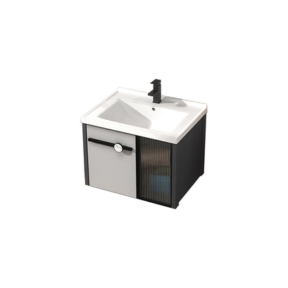 Metal Base Modern Bathroom Vanity Single Rectangular Wall Mount Vanity Set Vanity & Faucet 24"L x 19"W x 18"H Clearhalo 'Bathroom Remodel & Bathroom Fixtures' 'Bathroom Vanities' 'bathroom_vanities' 'Home Improvement' 'home_improvement' 'home_improvement_bathroom_vanities' 7370926