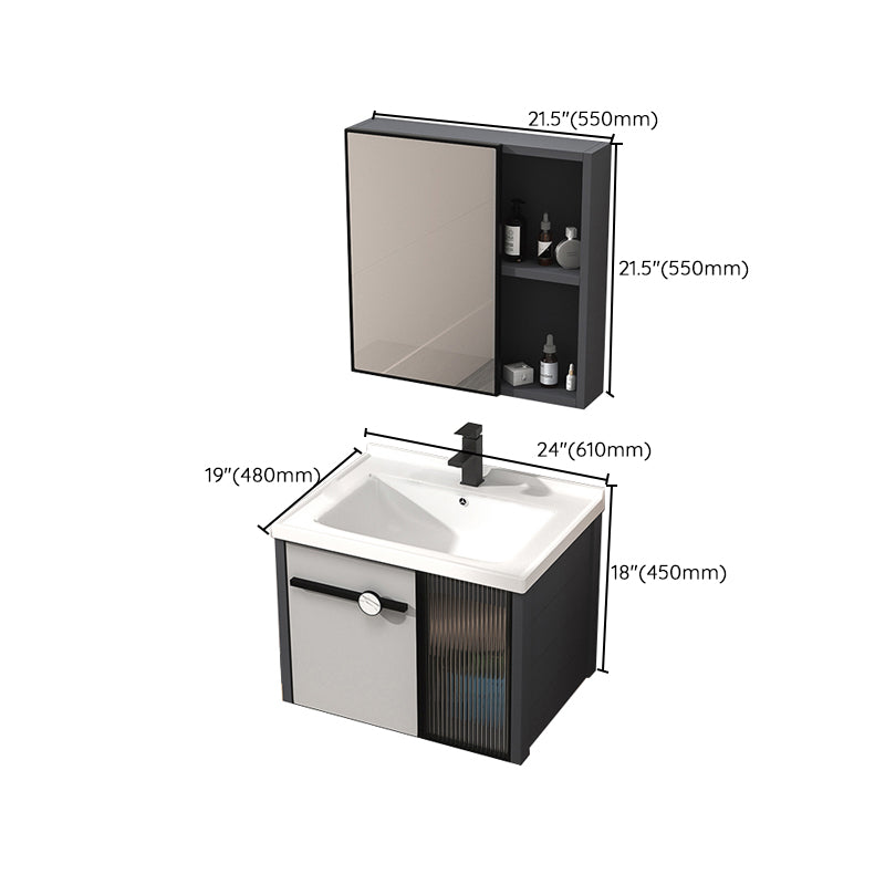Metal Base Modern Bathroom Vanity Single Rectangular Wall Mount Vanity Set Clearhalo 'Bathroom Remodel & Bathroom Fixtures' 'Bathroom Vanities' 'bathroom_vanities' 'Home Improvement' 'home_improvement' 'home_improvement_bathroom_vanities' 7370932