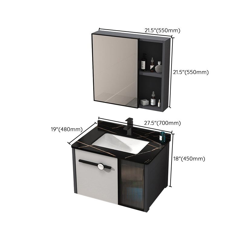 Metal Base Modern Bathroom Vanity Single Rectangular Wall Mount Vanity Set Clearhalo 'Bathroom Remodel & Bathroom Fixtures' 'Bathroom Vanities' 'bathroom_vanities' 'Home Improvement' 'home_improvement' 'home_improvement_bathroom_vanities' 7370935