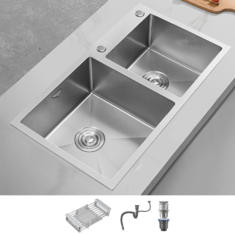 Soundproof Drop-In Kitchen Sink Diversion Design Kitchen Sink with Faucet 31"L x 18"W x 8"H None Clearhalo 'Home Improvement' 'home_improvement' 'home_improvement_kitchen_sinks' 'Kitchen Remodel & Kitchen Fixtures' 'Kitchen Sinks & Faucet Components' 'Kitchen Sinks' 'kitchen_sinks' 7371288
