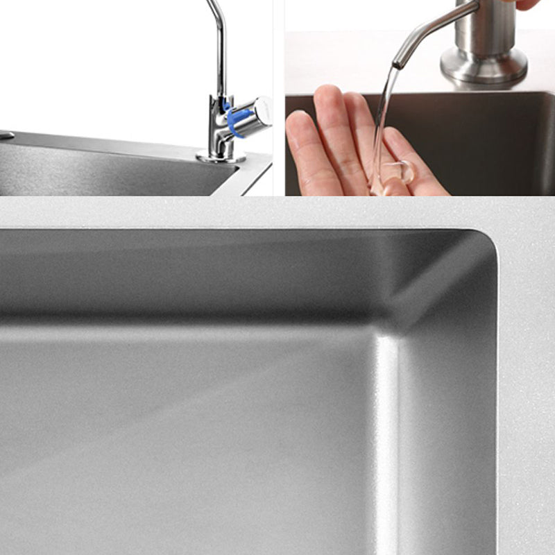 Soundproof Drop-In Kitchen Sink Diversion Design Kitchen Sink with Faucet Clearhalo 'Home Improvement' 'home_improvement' 'home_improvement_kitchen_sinks' 'Kitchen Remodel & Kitchen Fixtures' 'Kitchen Sinks & Faucet Components' 'Kitchen Sinks' 'kitchen_sinks' 7371293