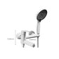White Bath Faucet Trim Single Lever Handle Swivel Spout Wall-Mounted Handshower Tub Filler Clearhalo 'Bathroom Remodel & Bathroom Fixtures' 'Bathtub Faucets' 'bathtub_faucets' 'Home Improvement' 'home_improvement' 'home_improvement_bathtub_faucets' 7371428
