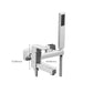 White Bath Faucet Trim Single Lever Handle Swivel Spout Wall-Mounted Handshower Tub Filler Clearhalo 'Bathroom Remodel & Bathroom Fixtures' 'Bathtub Faucets' 'bathtub_faucets' 'Home Improvement' 'home_improvement' 'home_improvement_bathtub_faucets' 7371430