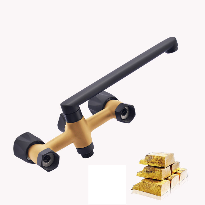 Modern Tub Faucet Trim Black Wall Mounted Swivel Spout with Handheld Shower Clearhalo 'Bathroom Remodel & Bathroom Fixtures' 'Bathtub Faucets' 'bathtub_faucets' 'Home Improvement' 'home_improvement' 'home_improvement_bathtub_faucets' 7371438