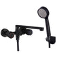 Modern Tub Faucet Trim Black Wall Mounted Swivel Spout with Handheld Shower Pressurized Shower Head Risers Not Included Clearhalo 'Bathroom Remodel & Bathroom Fixtures' 'Bathtub Faucets' 'bathtub_faucets' 'Home Improvement' 'home_improvement' 'home_improvement_bathtub_faucets' 7371439