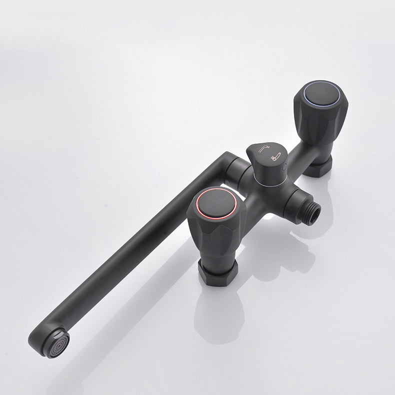 Modern Tub Faucet Trim Black Wall Mounted Swivel Spout with Handheld Shower Clearhalo 'Bathroom Remodel & Bathroom Fixtures' 'Bathtub Faucets' 'bathtub_faucets' 'Home Improvement' 'home_improvement' 'home_improvement_bathtub_faucets' 7371449