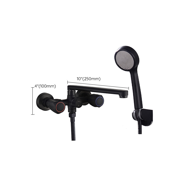 Modern Tub Faucet Trim Black Wall Mounted Swivel Spout with Handheld Shower Clearhalo 'Bathroom Remodel & Bathroom Fixtures' 'Bathtub Faucets' 'bathtub_faucets' 'Home Improvement' 'home_improvement' 'home_improvement_bathtub_faucets' 7371451