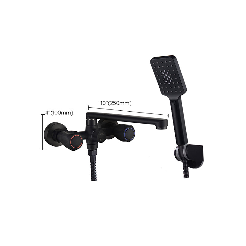 Modern Tub Faucet Trim Black Wall Mounted Swivel Spout with Handheld Shower Clearhalo 'Bathroom Remodel & Bathroom Fixtures' 'Bathtub Faucets' 'bathtub_faucets' 'Home Improvement' 'home_improvement' 'home_improvement_bathtub_faucets' 7371452