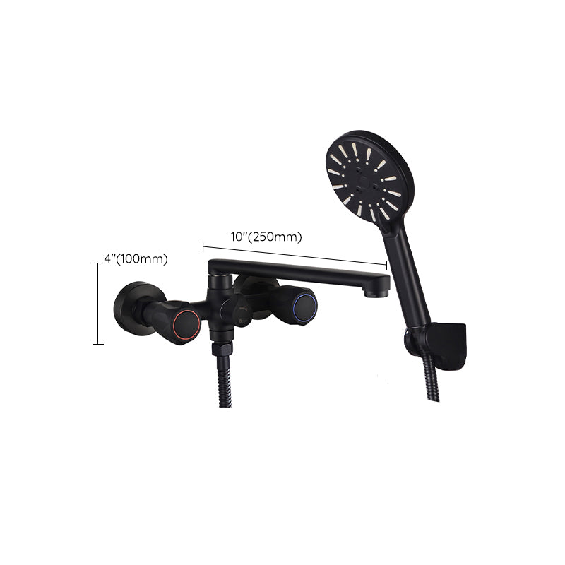 Modern Tub Faucet Trim Black Wall Mounted Swivel Spout with Handheld Shower Clearhalo 'Bathroom Remodel & Bathroom Fixtures' 'Bathtub Faucets' 'bathtub_faucets' 'Home Improvement' 'home_improvement' 'home_improvement_bathtub_faucets' 7371453