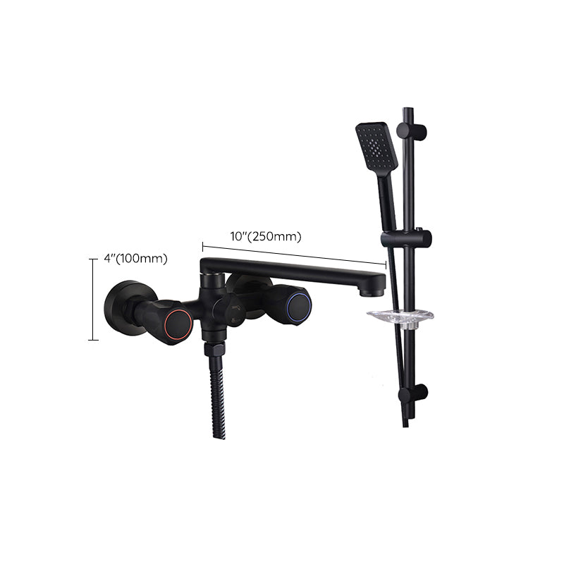 Modern Tub Faucet Trim Black Wall Mounted Swivel Spout with Handheld Shower Clearhalo 'Bathroom Remodel & Bathroom Fixtures' 'Bathtub Faucets' 'bathtub_faucets' 'Home Improvement' 'home_improvement' 'home_improvement_bathtub_faucets' 7371455