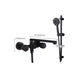 Modern Tub Faucet Trim Black Wall Mounted Swivel Spout with Handheld Shower Clearhalo 'Bathroom Remodel & Bathroom Fixtures' 'Bathtub Faucets' 'bathtub_faucets' 'Home Improvement' 'home_improvement' 'home_improvement_bathtub_faucets' 7371456