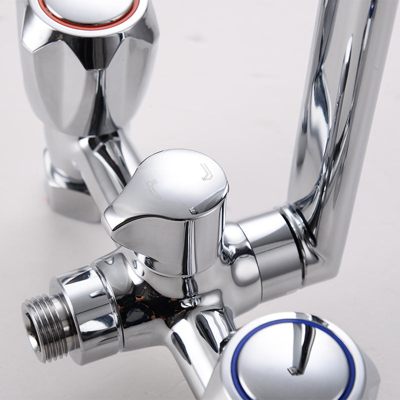 Contemporary Tub Faucet Trim Chrome Wall Mounted Swivel Spout with Handheld Shower Clearhalo 'Bathroom Remodel & Bathroom Fixtures' 'Bathtub Faucets' 'bathtub_faucets' 'Home Improvement' 'home_improvement' 'home_improvement_bathtub_faucets' 7371464