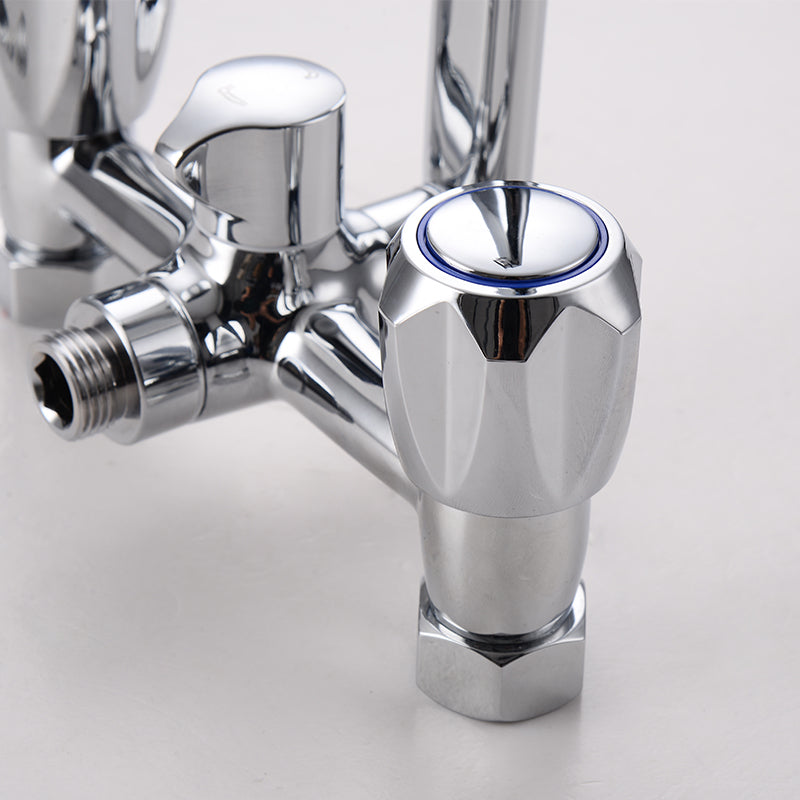Contemporary Tub Faucet Trim Chrome Wall Mounted Swivel Spout with Handheld Shower Clearhalo 'Bathroom Remodel & Bathroom Fixtures' 'Bathtub Faucets' 'bathtub_faucets' 'Home Improvement' 'home_improvement' 'home_improvement_bathtub_faucets' 7371468