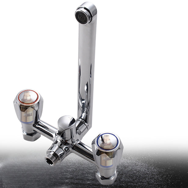 Contemporary Tub Faucet Trim Chrome Wall Mounted Swivel Spout with Handheld Shower Clearhalo 'Bathroom Remodel & Bathroom Fixtures' 'Bathtub Faucets' 'bathtub_faucets' 'Home Improvement' 'home_improvement' 'home_improvement_bathtub_faucets' 7371473