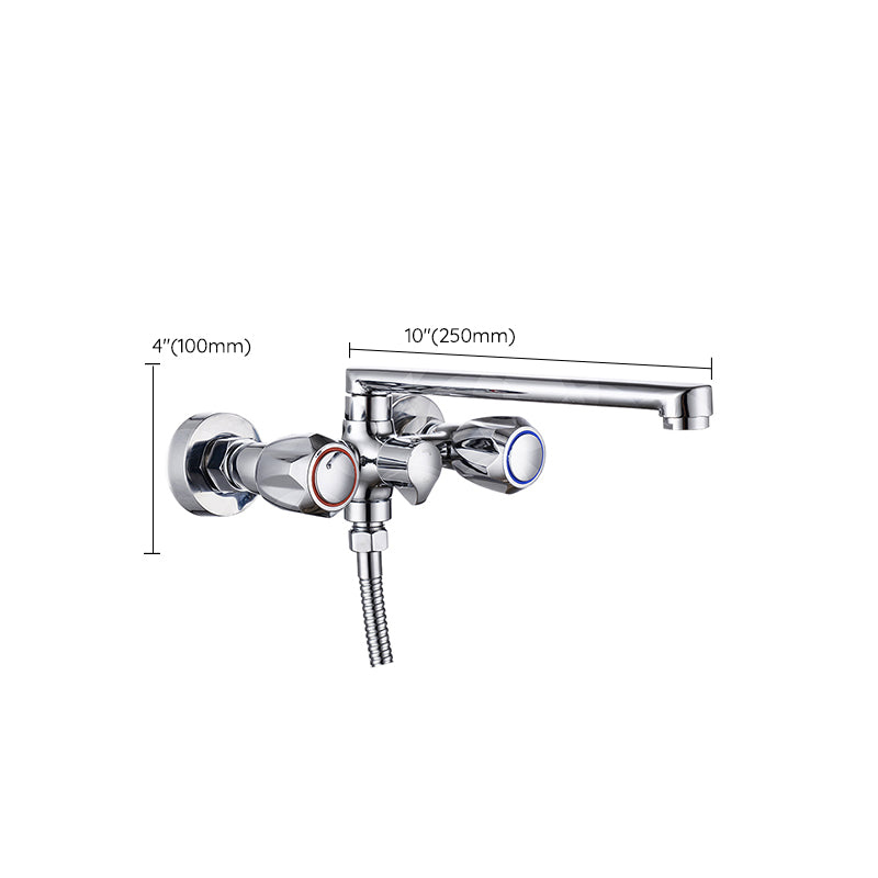Contemporary Tub Faucet Trim Chrome Wall Mounted Swivel Spout with Handheld Shower Clearhalo 'Bathroom Remodel & Bathroom Fixtures' 'Bathtub Faucets' 'bathtub_faucets' 'Home Improvement' 'home_improvement' 'home_improvement_bathtub_faucets' 7371475