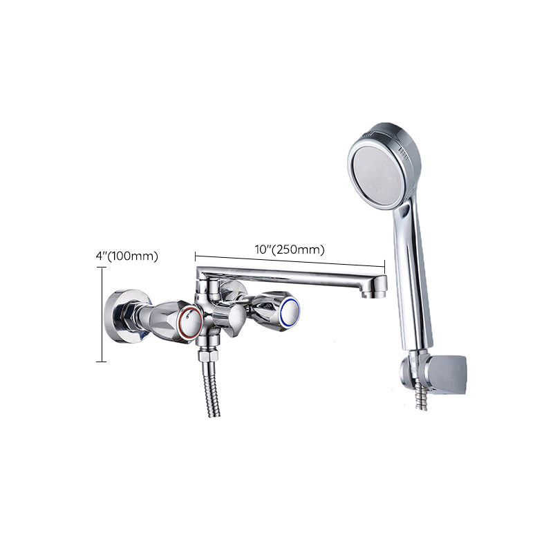Contemporary Tub Faucet Trim Chrome Wall Mounted Swivel Spout with Handheld Shower Clearhalo 'Bathroom Remodel & Bathroom Fixtures' 'Bathtub Faucets' 'bathtub_faucets' 'Home Improvement' 'home_improvement' 'home_improvement_bathtub_faucets' 7371476