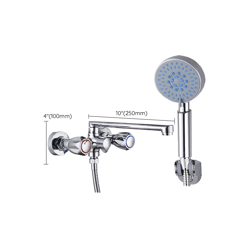 Contemporary Tub Faucet Trim Chrome Wall Mounted Swivel Spout with Handheld Shower Clearhalo 'Bathroom Remodel & Bathroom Fixtures' 'Bathtub Faucets' 'bathtub_faucets' 'Home Improvement' 'home_improvement' 'home_improvement_bathtub_faucets' 7371478