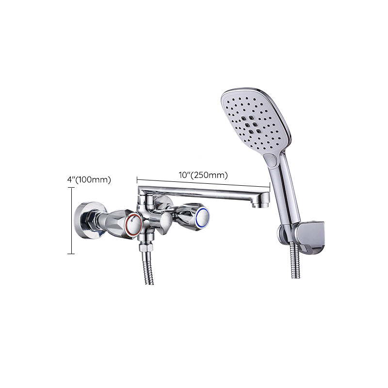 Contemporary Tub Faucet Trim Chrome Wall Mounted Swivel Spout with Handheld Shower Clearhalo 'Bathroom Remodel & Bathroom Fixtures' 'Bathtub Faucets' 'bathtub_faucets' 'Home Improvement' 'home_improvement' 'home_improvement_bathtub_faucets' 7371480