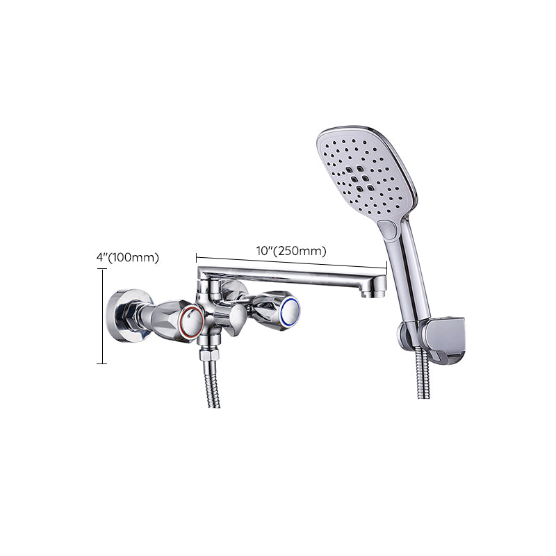 Contemporary Tub Faucet Trim Chrome Wall Mounted Swivel Spout with Handheld Shower Clearhalo 'Bathroom Remodel & Bathroom Fixtures' 'Bathtub Faucets' 'bathtub_faucets' 'Home Improvement' 'home_improvement' 'home_improvement_bathtub_faucets' 7371480