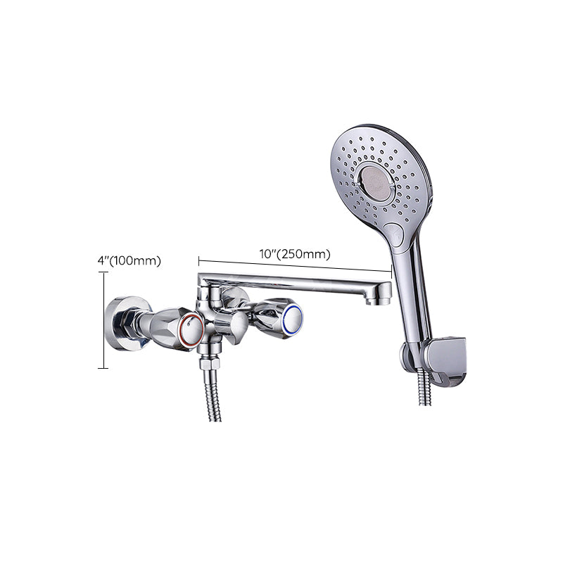 Contemporary Tub Faucet Trim Chrome Wall Mounted Swivel Spout with Handheld Shower Clearhalo 'Bathroom Remodel & Bathroom Fixtures' 'Bathtub Faucets' 'bathtub_faucets' 'Home Improvement' 'home_improvement' 'home_improvement_bathtub_faucets' 7371481