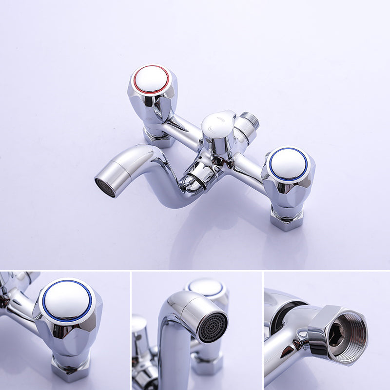 Chrome Bath Faucet Trim Wall Mounted Swivel Spout with Handheld Shower Clearhalo 'Bathroom Remodel & Bathroom Fixtures' 'Bathtub Faucets' 'bathtub_faucets' 'Home Improvement' 'home_improvement' 'home_improvement_bathtub_faucets' 7371488