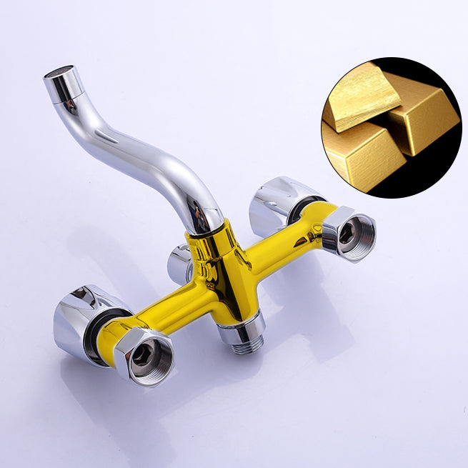 Chrome Bath Faucet Trim Wall Mounted Swivel Spout with Handheld Shower Clearhalo 'Bathroom Remodel & Bathroom Fixtures' 'Bathtub Faucets' 'bathtub_faucets' 'Home Improvement' 'home_improvement' 'home_improvement_bathtub_faucets' 7371496