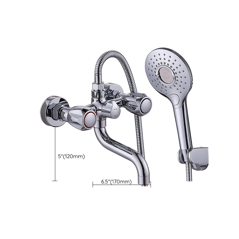 Chrome Bath Faucet Trim Wall Mounted Swivel Spout with Handheld Shower Clearhalo 'Bathroom Remodel & Bathroom Fixtures' 'Bathtub Faucets' 'bathtub_faucets' 'Home Improvement' 'home_improvement' 'home_improvement_bathtub_faucets' 7371507