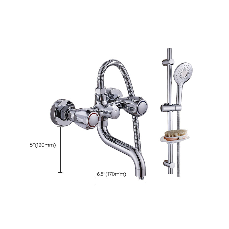 Chrome Bath Faucet Trim Wall Mounted Swivel Spout with Handheld Shower Clearhalo 'Bathroom Remodel & Bathroom Fixtures' 'Bathtub Faucets' 'bathtub_faucets' 'Home Improvement' 'home_improvement' 'home_improvement_bathtub_faucets' 7371508