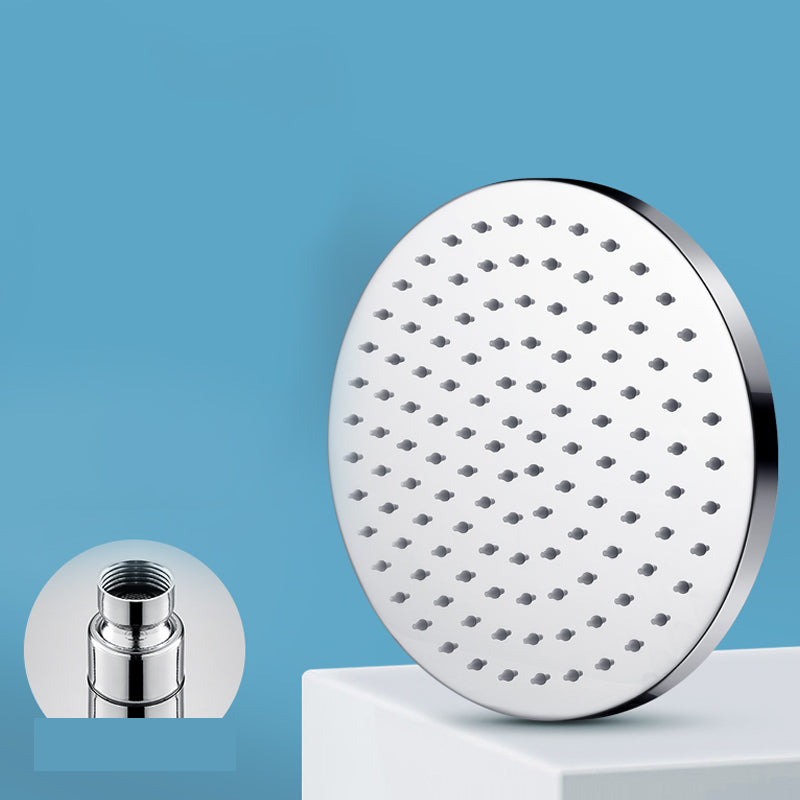Metal Shower Head Combo Contemporary Round Fixed Shower Head for Bathroom 8"L x 8"W Round Clearhalo 'Bathroom Remodel & Bathroom Fixtures' 'Home Improvement' 'home_improvement' 'home_improvement_shower_heads' 'Shower Heads' 'shower_heads' 'Showers & Bathtubs Plumbing' 'Showers & Bathtubs' 7371536