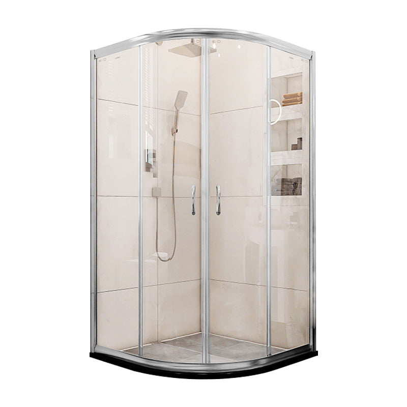 Double Sliding Stainless Steel Shower Enclosure Framed Clear Shower Enclosure Clearhalo 'Bathroom Remodel & Bathroom Fixtures' 'Home Improvement' 'home_improvement' 'home_improvement_shower_stalls_enclosures' 'Shower Stalls & Enclosures' 'shower_stalls_enclosures' 'Showers & Bathtubs' 7371842