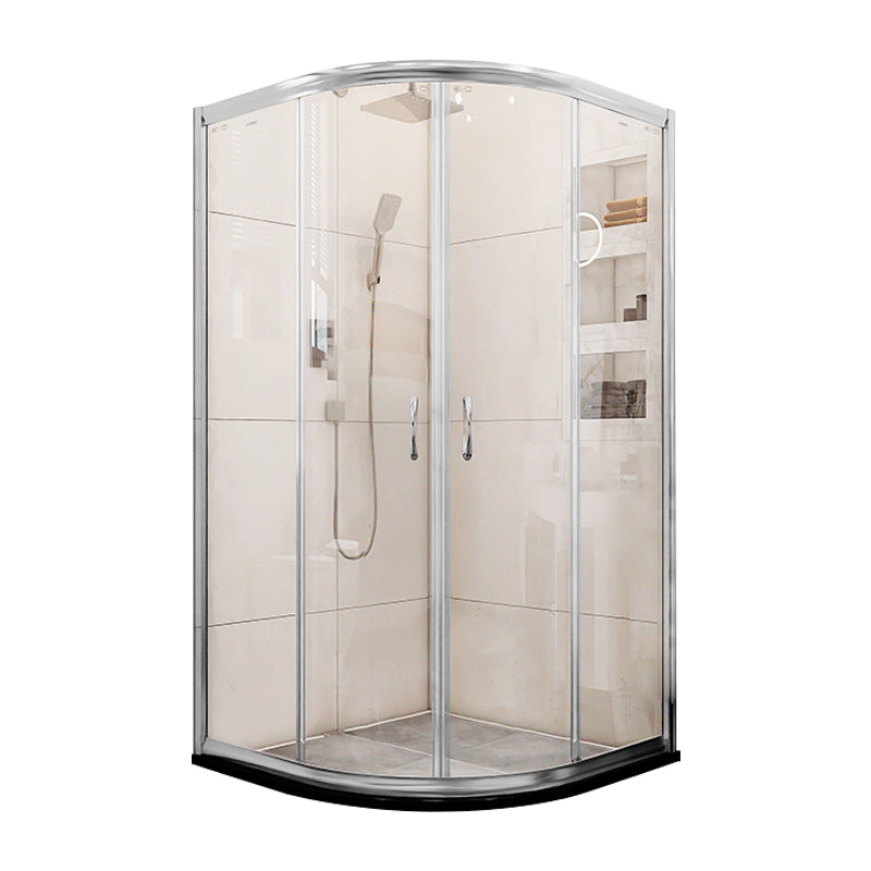 Double Sliding Stainless Steel Shower Enclosure Framed Clear Shower Enclosure 39.4"L x 39.4"W x 74.8"H Clearhalo 'Bathroom Remodel & Bathroom Fixtures' 'Home Improvement' 'home_improvement' 'home_improvement_shower_stalls_enclosures' 'Shower Stalls & Enclosures' 'shower_stalls_enclosures' 'Showers & Bathtubs' 7371842