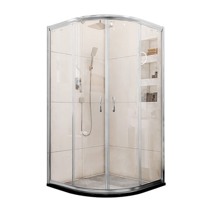 Double Sliding Stainless Steel Shower Enclosure Framed Clear Shower Enclosure 39.4"L x 39.4"W x 74.8"H Clearhalo 'Bathroom Remodel & Bathroom Fixtures' 'Home Improvement' 'home_improvement' 'home_improvement_shower_stalls_enclosures' 'Shower Stalls & Enclosures' 'shower_stalls_enclosures' 'Showers & Bathtubs' 7371842