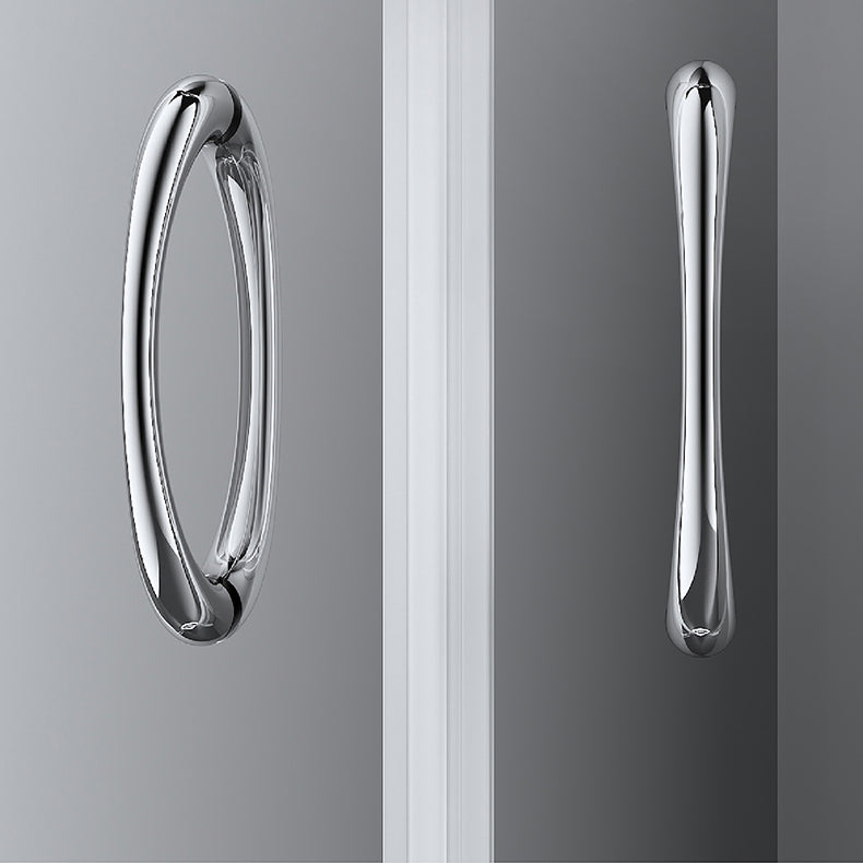 Double Sliding Stainless Steel Shower Enclosure Framed Clear Shower Enclosure Clearhalo 'Bathroom Remodel & Bathroom Fixtures' 'Home Improvement' 'home_improvement' 'home_improvement_shower_stalls_enclosures' 'Shower Stalls & Enclosures' 'shower_stalls_enclosures' 'Showers & Bathtubs' 7371843