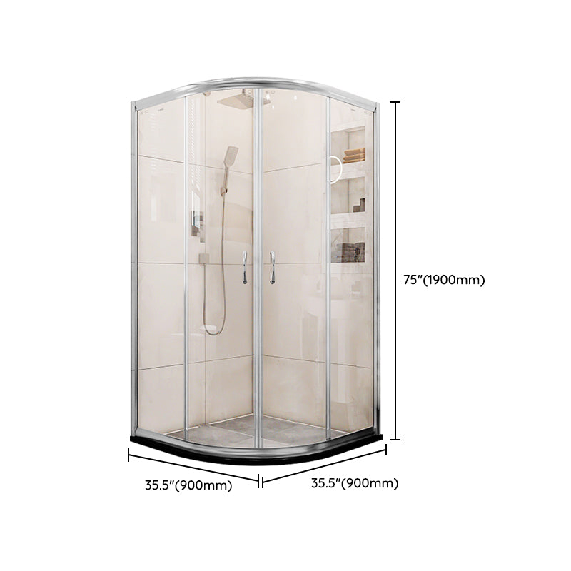 Double Sliding Stainless Steel Shower Enclosure Framed Clear Shower Enclosure Clearhalo 'Bathroom Remodel & Bathroom Fixtures' 'Home Improvement' 'home_improvement' 'home_improvement_shower_stalls_enclosures' 'Shower Stalls & Enclosures' 'shower_stalls_enclosures' 'Showers & Bathtubs' 7371848