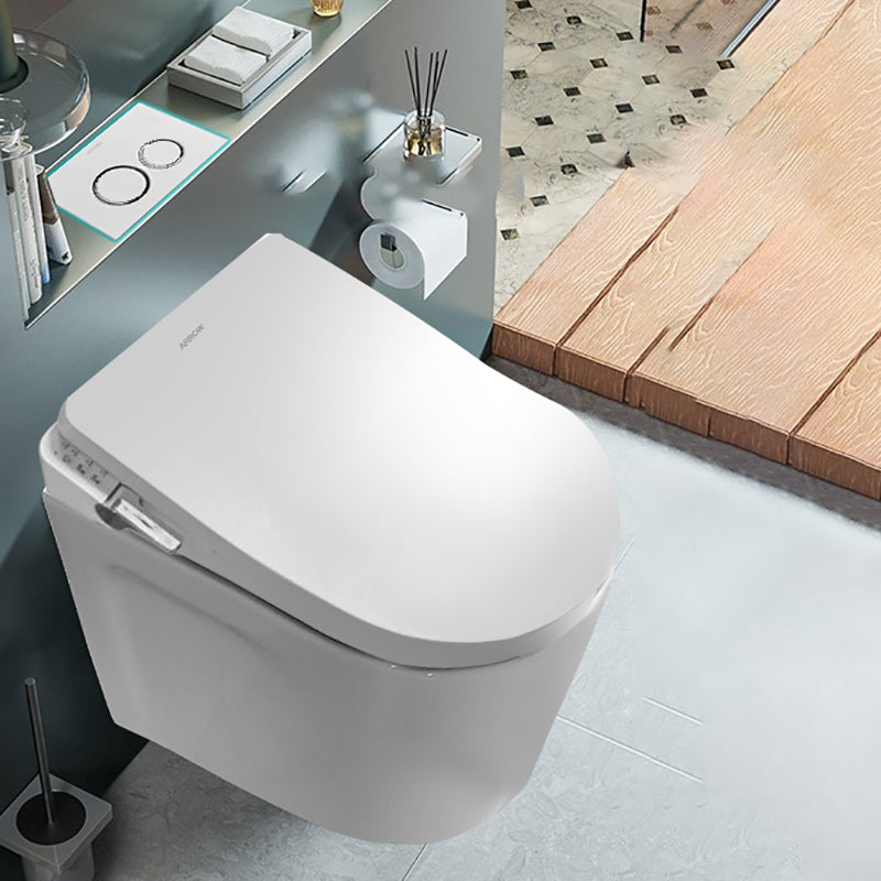 Cotton White Wall Hung Toilet Ceramic Elongated Smart Bidet with Heated Seat Bidet with Low Water Tank Metal Panel Clearhalo 'Bathroom Remodel & Bathroom Fixtures' 'Bidets' 'Home Improvement' 'home_improvement' 'home_improvement_bidets' 'Toilets & Bidets' 7371972