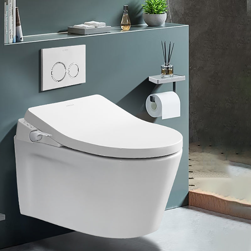 Cotton White Wall Hung Toilet Ceramic Elongated Smart Bidet with Heated Seat Bidet with Hidden Tank Metal Panel Clearhalo 'Bathroom Remodel & Bathroom Fixtures' 'Bidets' 'Home Improvement' 'home_improvement' 'home_improvement_bidets' 'Toilets & Bidets' 7371977