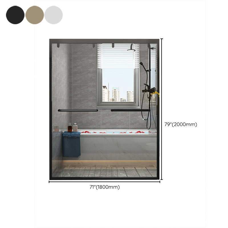 Double Sliding Shower Door Semi Frameless Tempered Glass Shower Screen Clearhalo 'Bathroom Remodel & Bathroom Fixtures' 'Home Improvement' 'home_improvement' 'home_improvement_shower_tub_doors' 'Shower and Tub Doors' 'shower_tub_doors' 'Showers & Bathtubs' 7372335